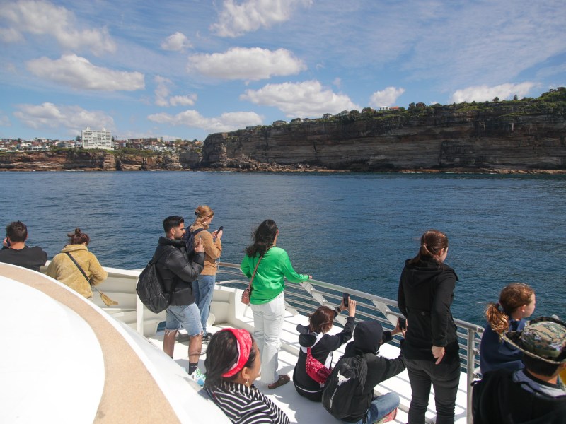a group of people standing next to a body of water