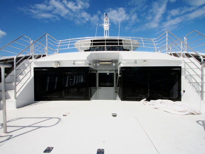 a boat parked on the side of a building