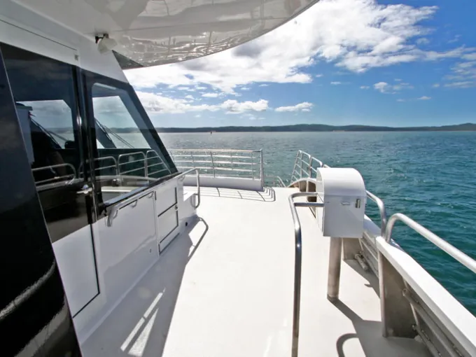 a small boat in a body of water