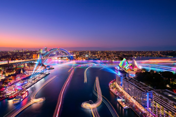 a view of a city at night