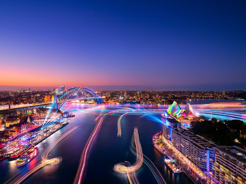 a view of a city at night